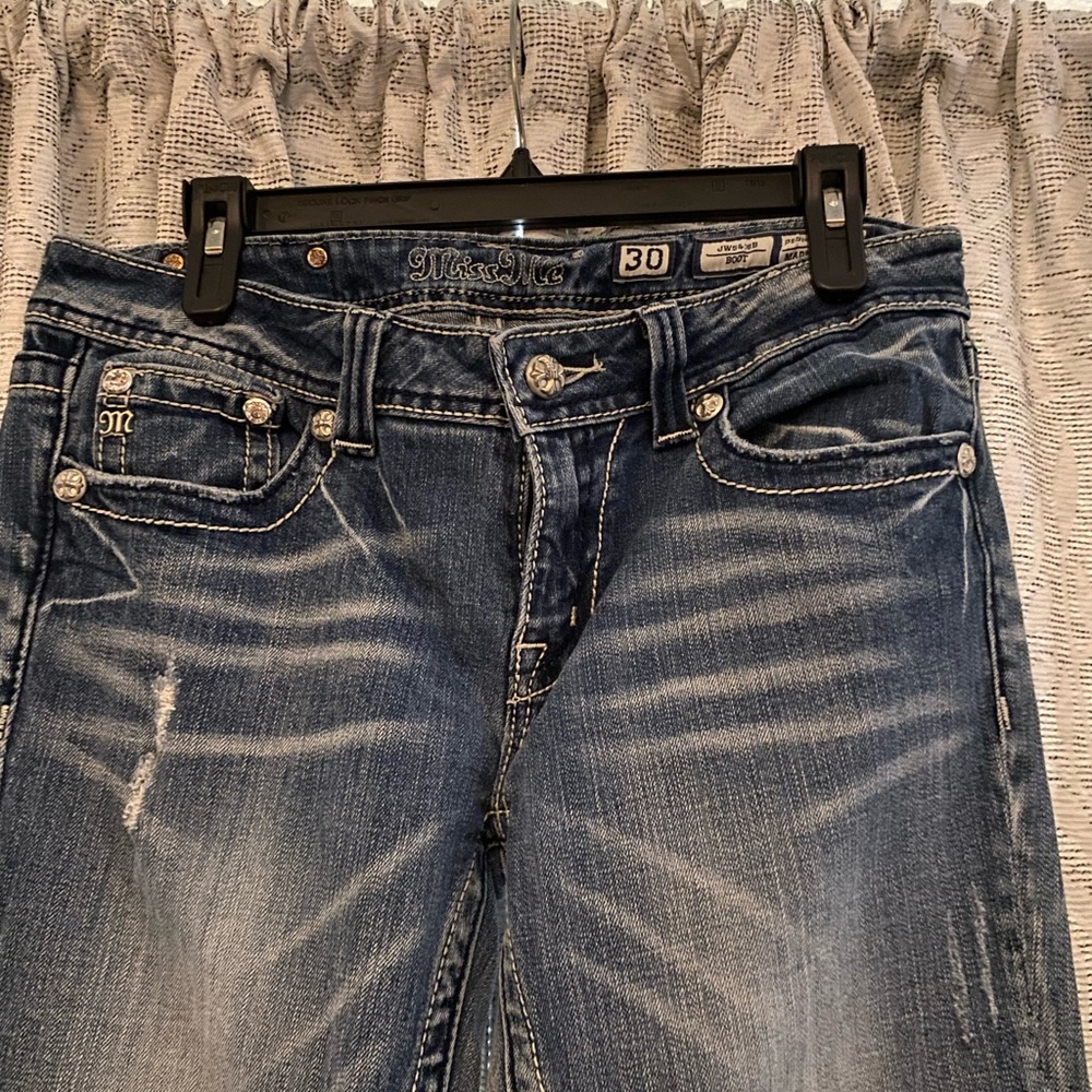 Miss Me Women's Distressed Blue Boot Cut Jeans